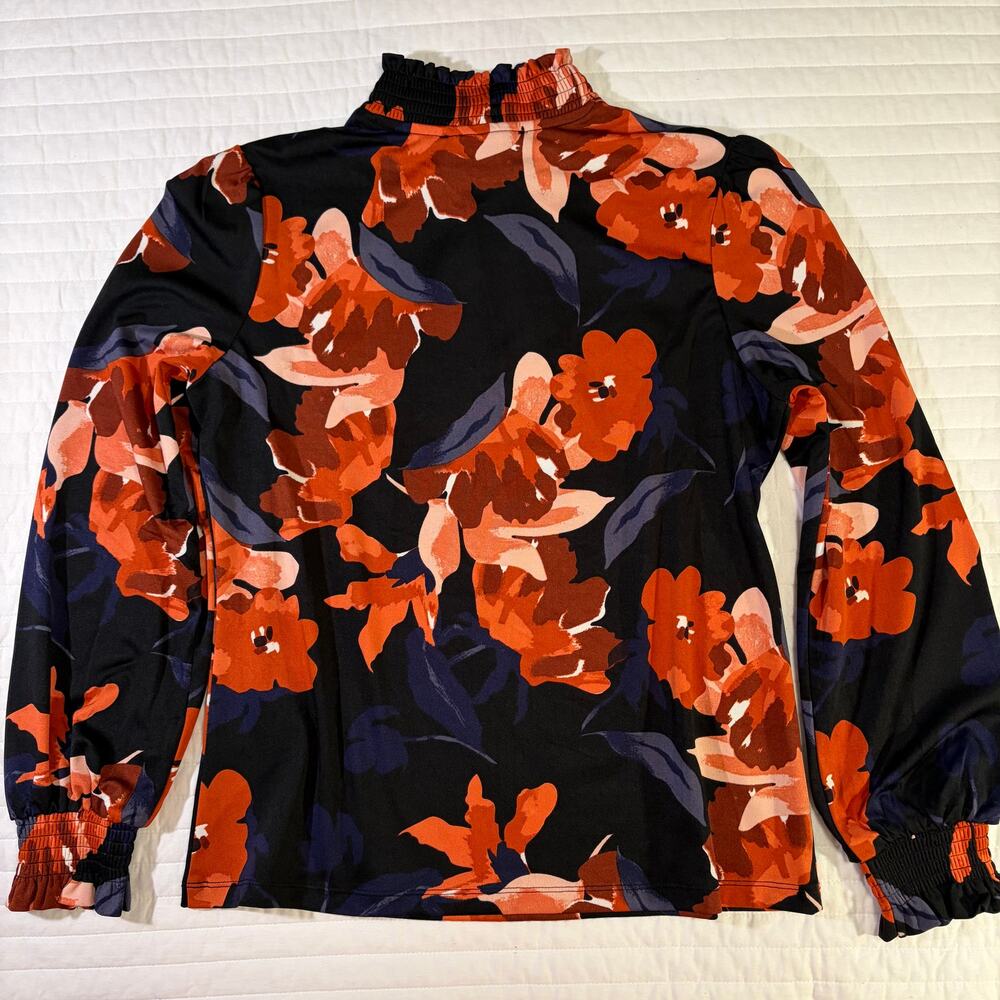 Jules & Leopold Mockneck Floral Long Sleeve Pullover Blouse Womens Large NWT - Picture 2 of 5